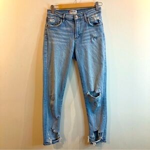 AGOLDE Sz 25 Destroyed High Rise Skinny Light  Wash Jeans